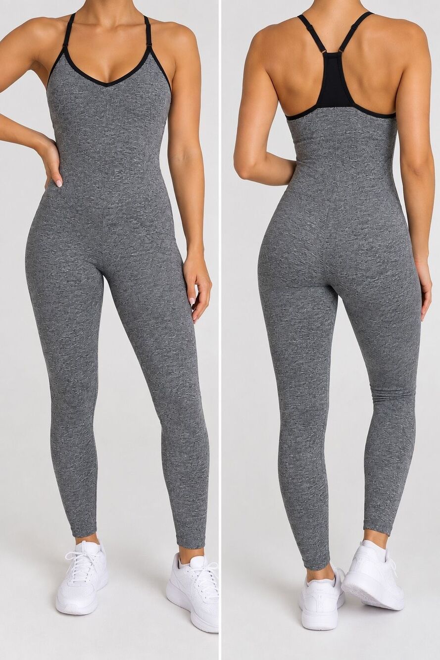 PINK Active Victoria’s Secret Gray Black Workout Unitard Jumpsuit XL